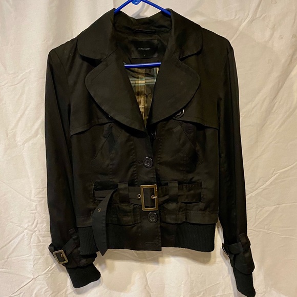 🎉2/$20 Vero Moda Balsa Short Jacket Belted Bomber Blazer Cropped Collared Coat - Picture 7 of 16